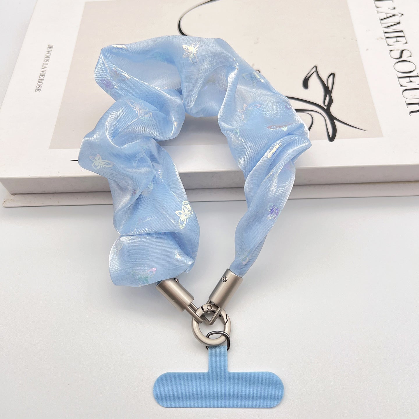 Butterfly Wrinkle Tulle Wrist Phone Strap with Tether Tabs – Colon-shaped Wristlet & Hand Lanyard
