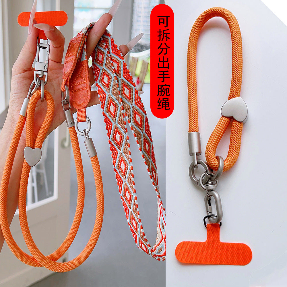Embroidered Adjustable Crossbody & Wrist Phone Strap with Tabs – 2-IN-1 Wristlet & Hand Lanyard