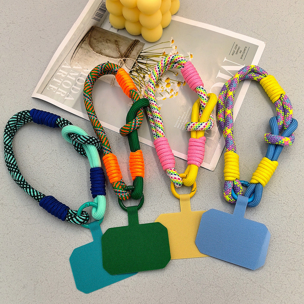 Color-Blocked Adjustable Wrist Phone Strap with Tether Tabs – Hand Woven Wristlet & Hand Lanyard