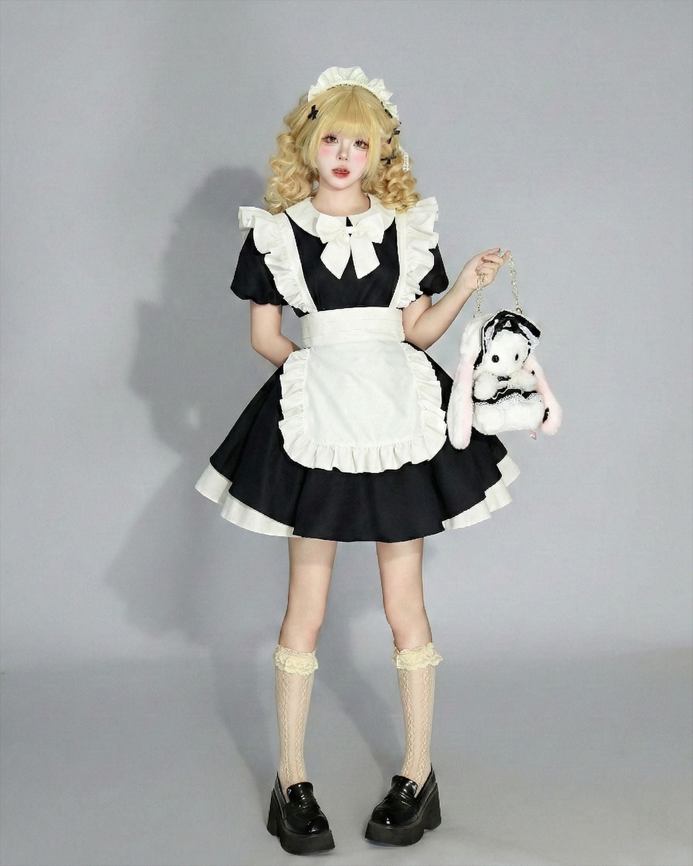Inverted Pleat Ruffle Maid Outfit Classic Cosplay Lolita Dress