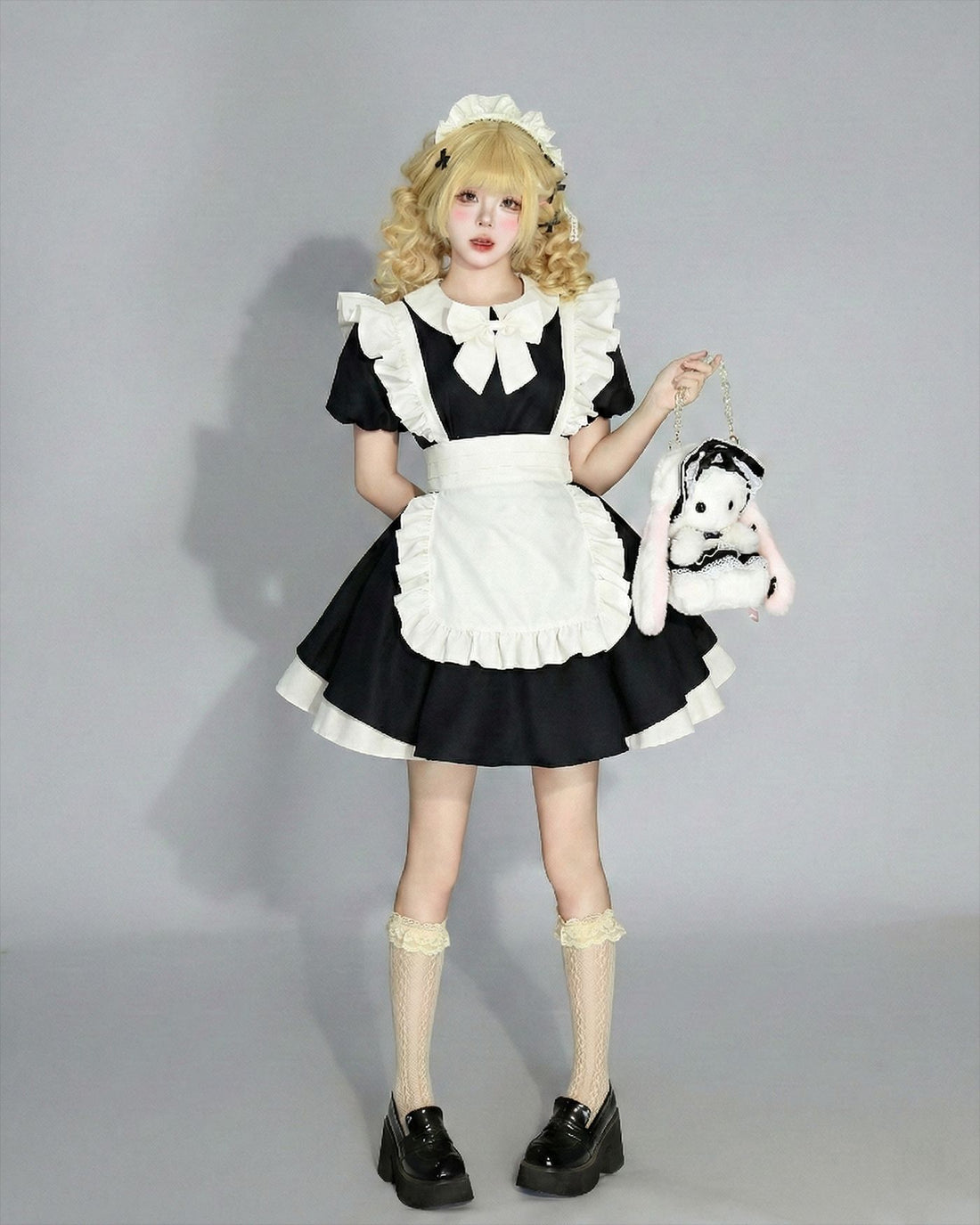 Inverted Pleat Ruffle Maid Outfit Classic Cosplay Lolita Dress