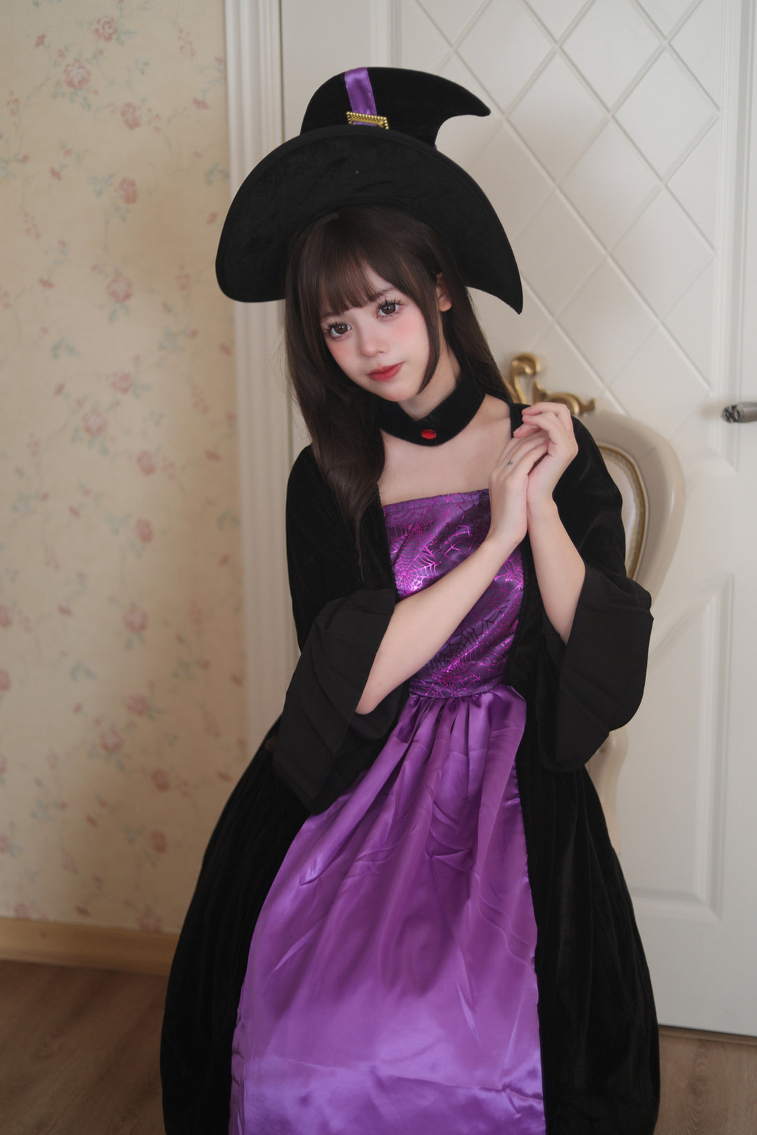 Women's Retro Witch Costume Long Dress Halloween Masquerade Cosplay Costumes