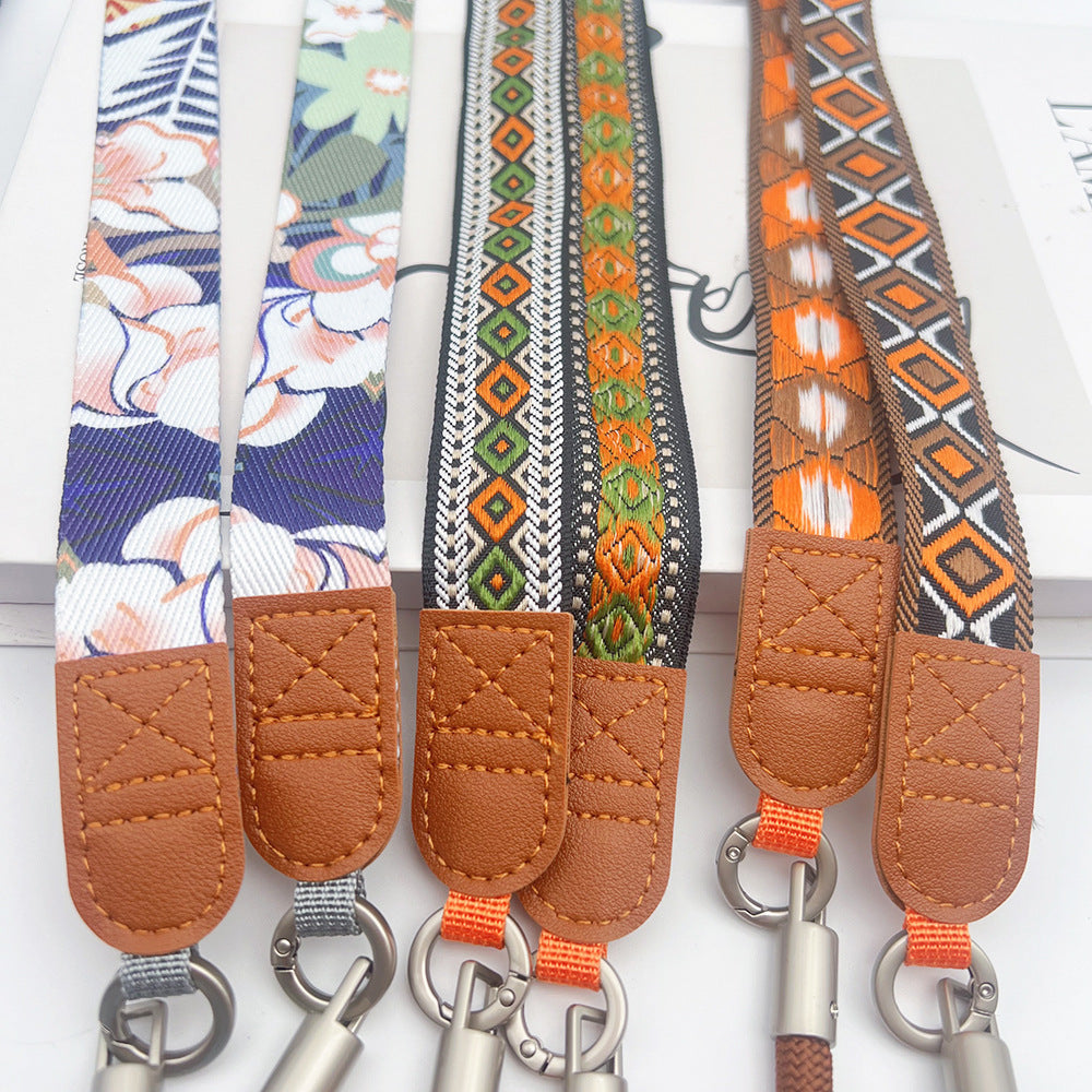 Trendy Patterns Woven Tape Crossbody Phone Strap with Tabs – Adjustable Wristlet & Hand Lanyard