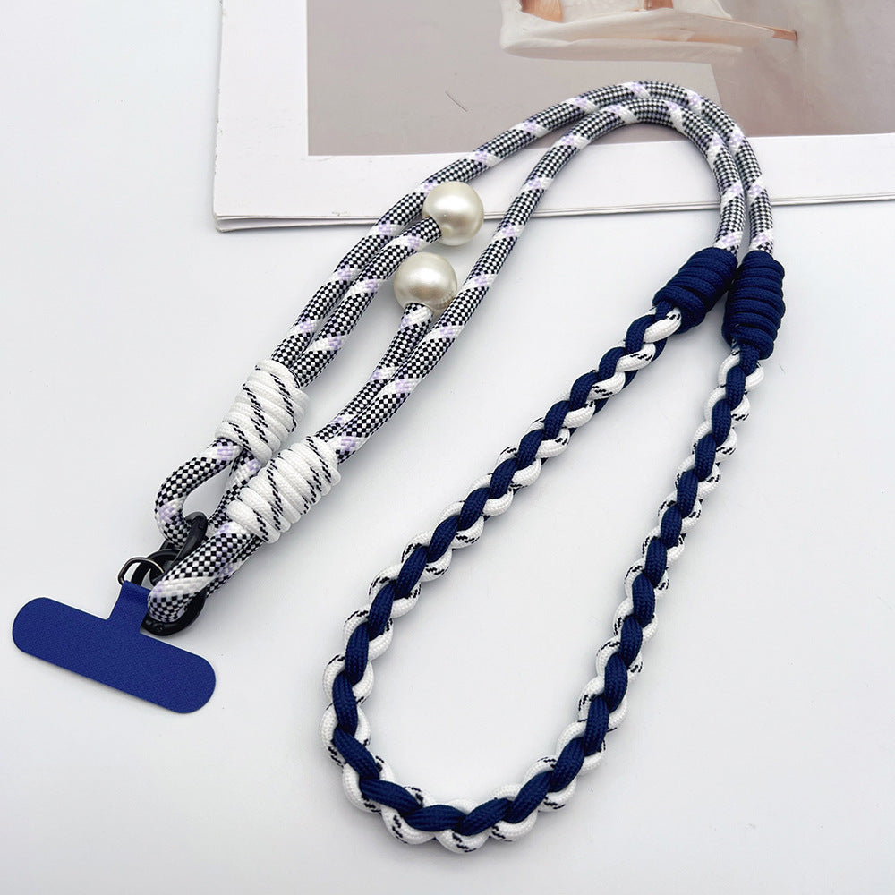 Twisted Adjustable Crossbody Phone Strap with Tether Tabs – Hand Woven Long Wristlet & Hand Lanyard