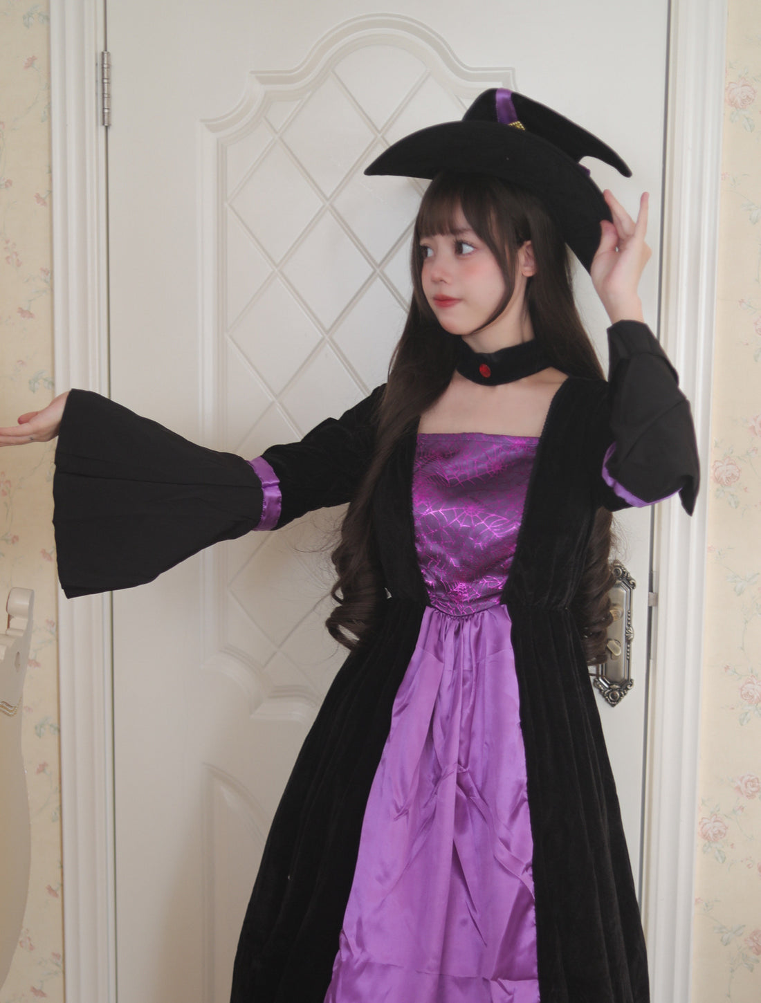 Women's Retro Witch Costume Long Dress Halloween Masquerade Cosplay Costumes