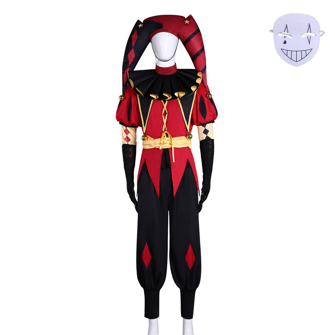 The Freak Circus Pierrot Harlequin Jester Cosplay Costumes Halloween Clown Carnival Party Outfit