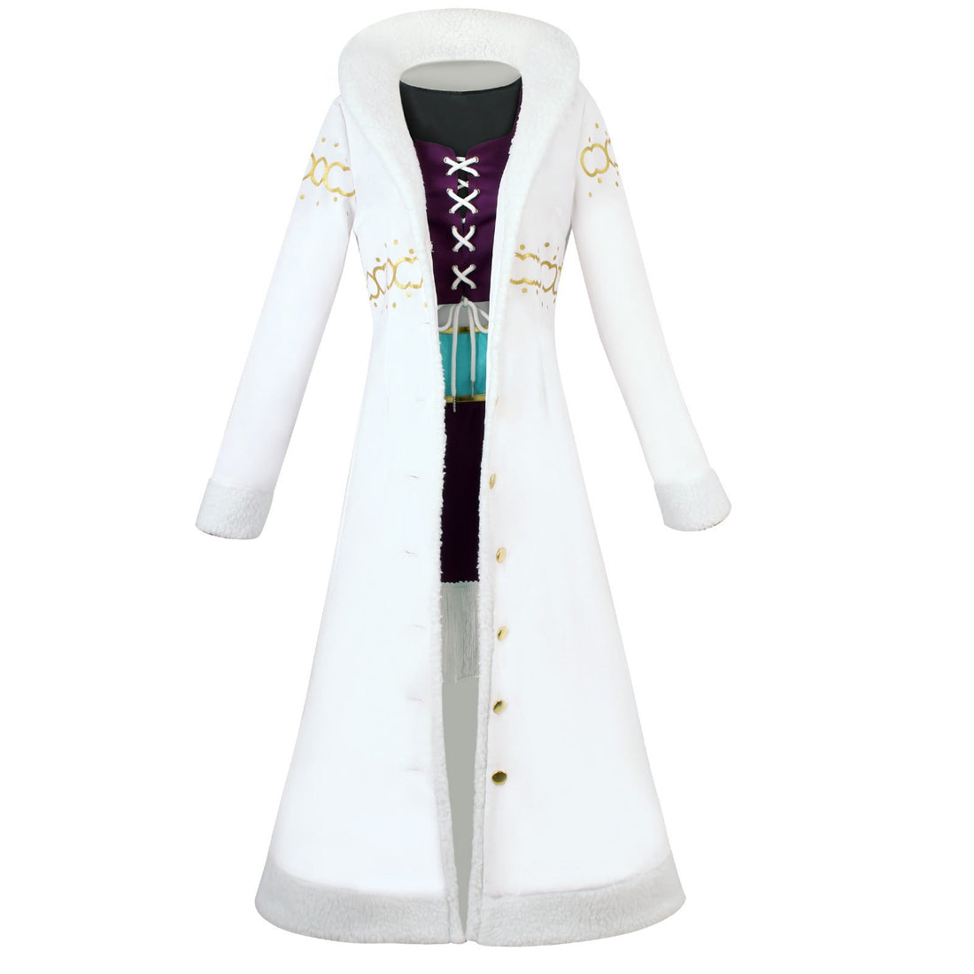 Anime Navigation Nico Robin Fur-collared Coat One Piece Cosplay Costumes