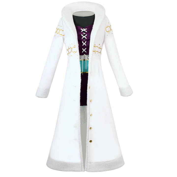 Anime Navigation Nico Robin Fur-collared Coat One Piece Cosplay Costumes