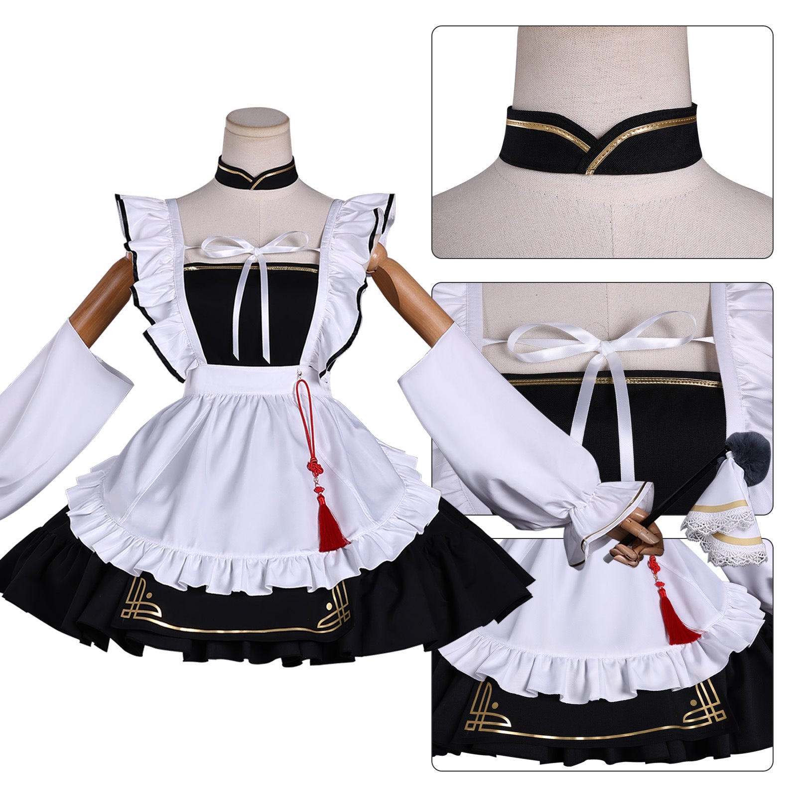 Game Azur Lane Chang Feng Maid Outfit Full Set Lolita Cosplay Costumes