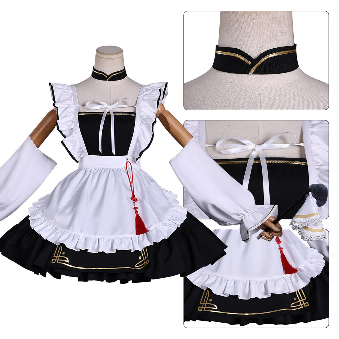 Game Azur Lane Chang Feng Maid Outfit Full Set Lolita Cosplay Costumes