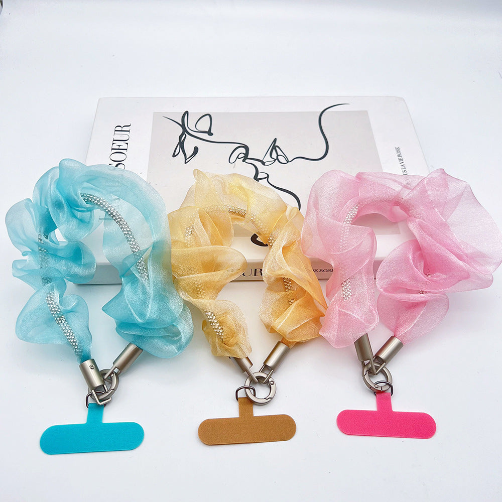 Brilliant Organza Wrist Phone Strap with Tether Tabs – Colon-shaped Wristlet & Hand Lanyard