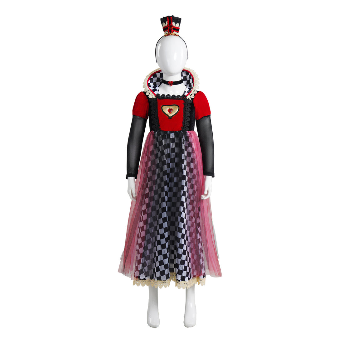 Queen of Hearts Kids Costume - Alice Style Evil Red Queen Halloween Cosplay Dress