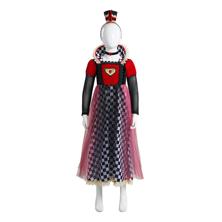 Queen of Hearts Kids Costume - Alice Style Evil Red Queen Halloween Cosplay Dress