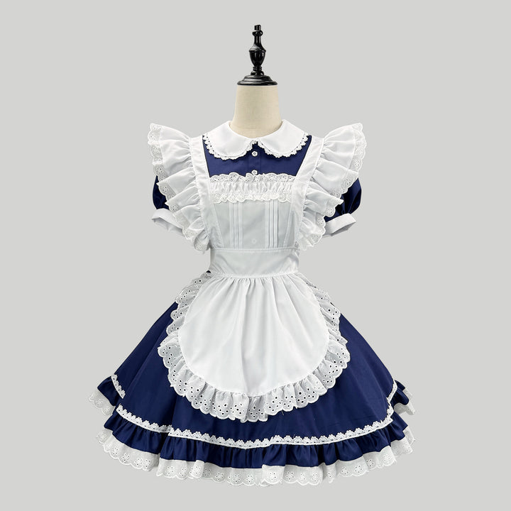 Navy Blue Classic Maid Outfit Cosplay Cafe Maid Lolita Dress