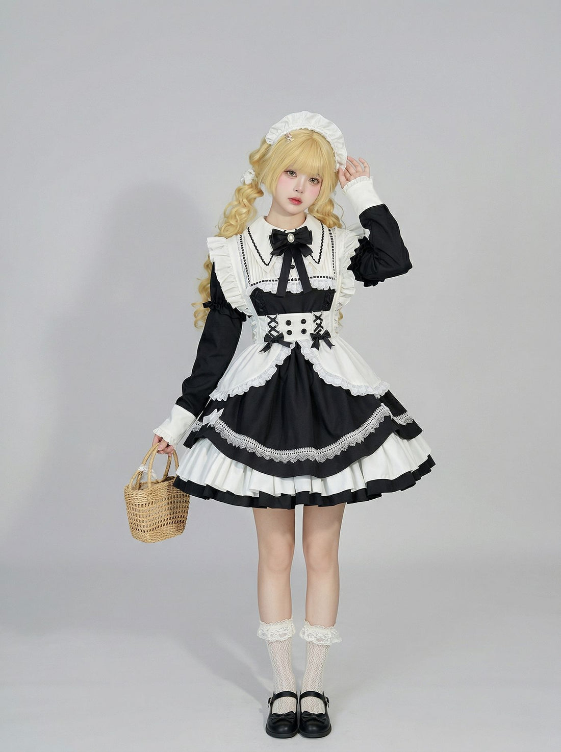 Detachable Sleeves Lolita Maid Dress Cosplay & Livestream Outfit