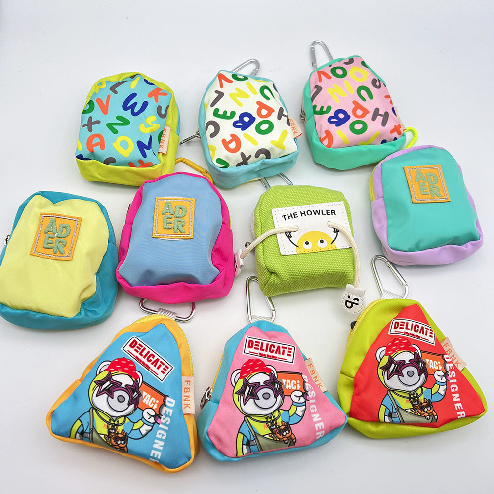 Cute Bear Mini Coin Purse Headphone Bag with Carabiner – Printed Mini Bag Phone Accessory
