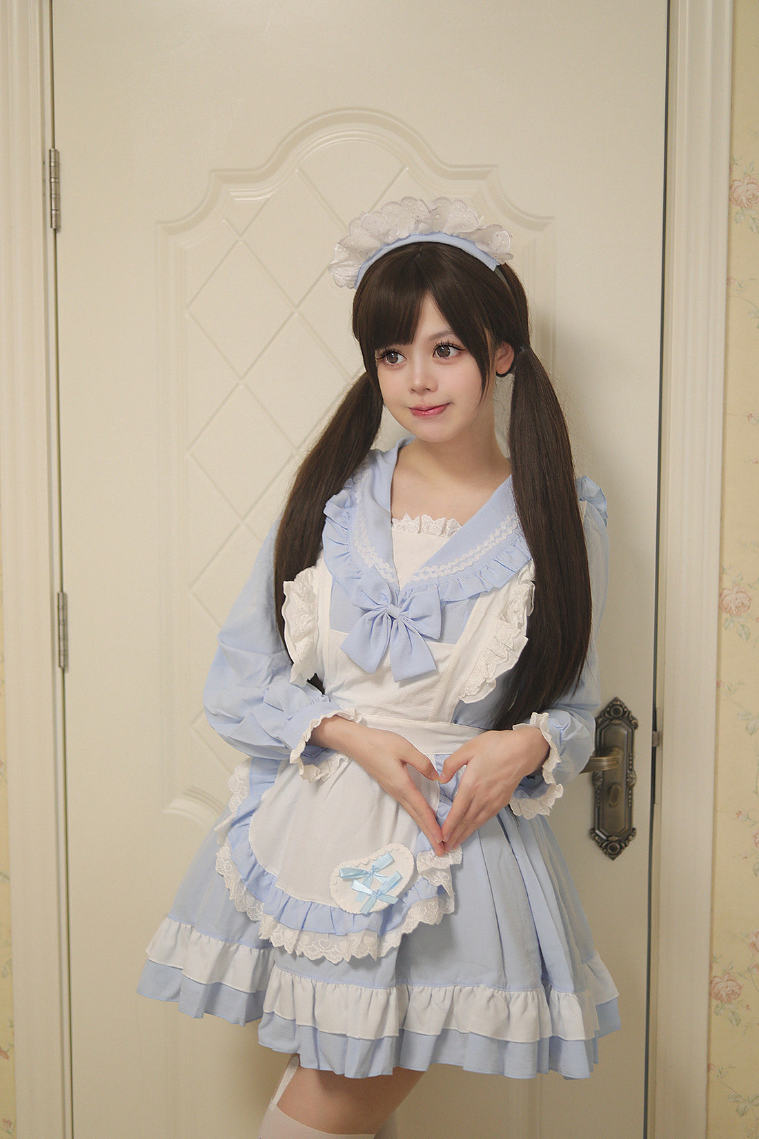 Sweet Japanese Preppy Sailor Collar Maid Outfit Lolita Dress