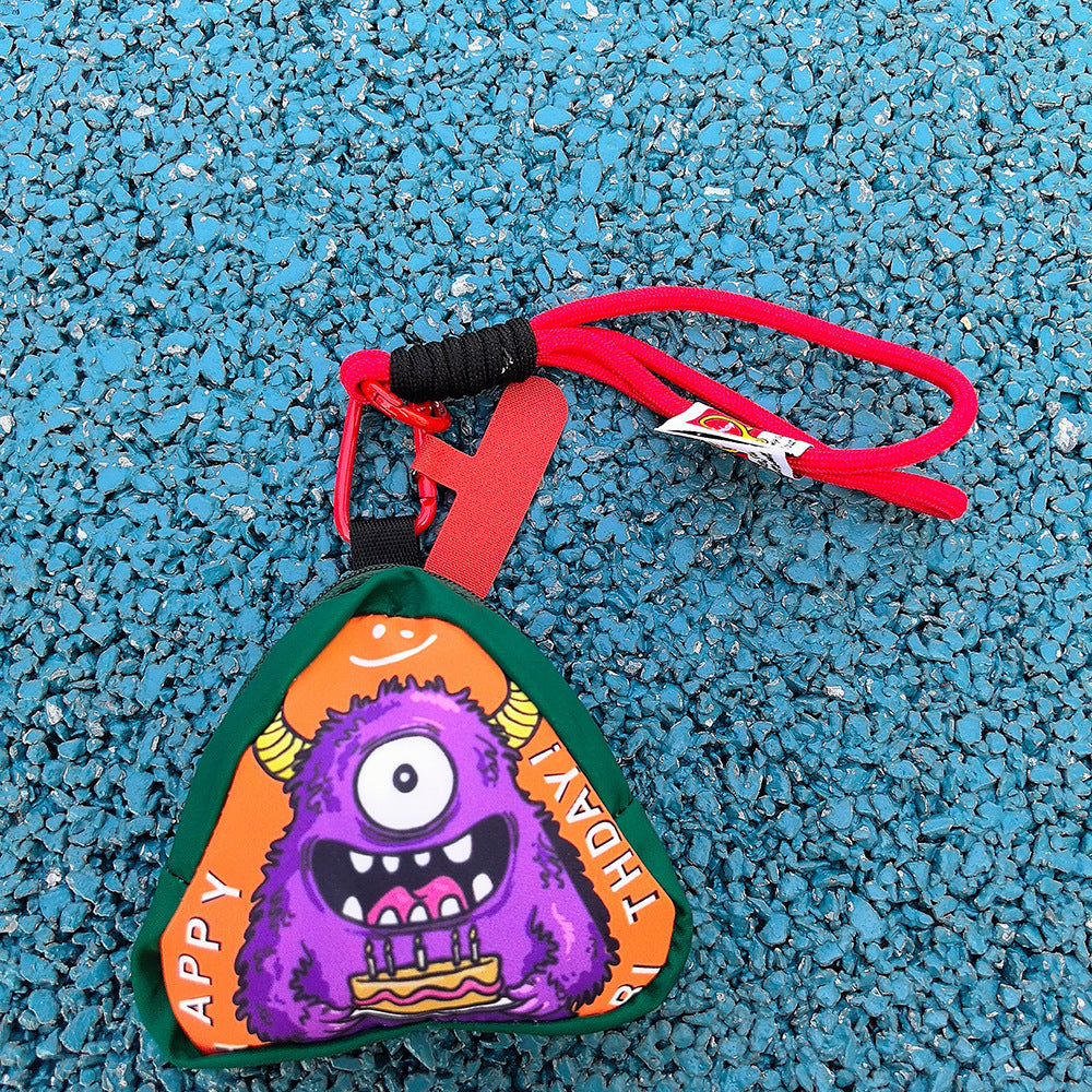 Smile Mini Coin Purse Triangle Headphone Bag with Handmade Phone Wrist Strap Phone Charm Accessory