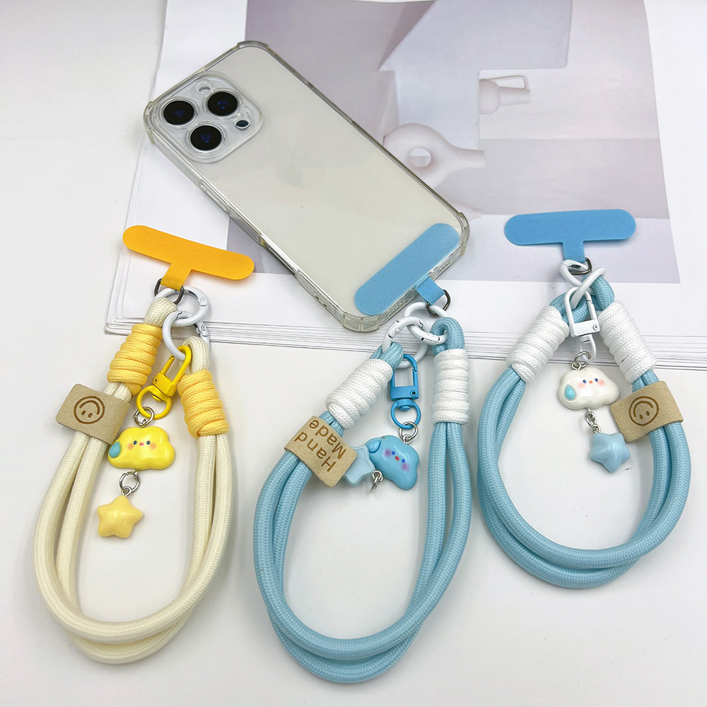 Speechless Cloud Pendant Wrist Double Phone Strap with Tether Tabs – Wristlet & Hand Lanyard