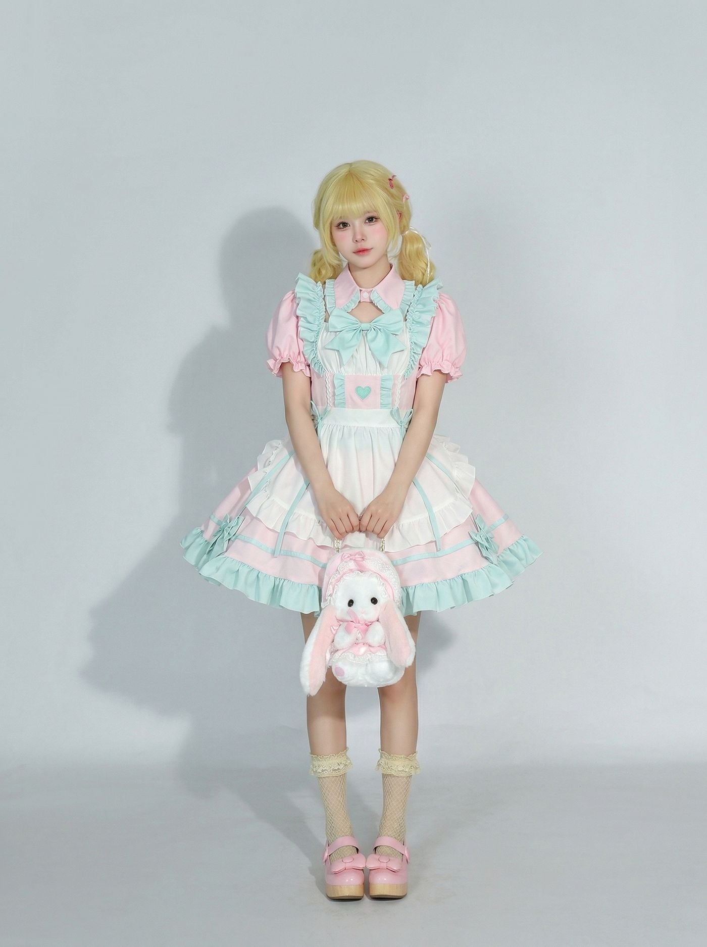 Enchanting Pink Lolita Maid Outfit Streamers Cosplay Dress