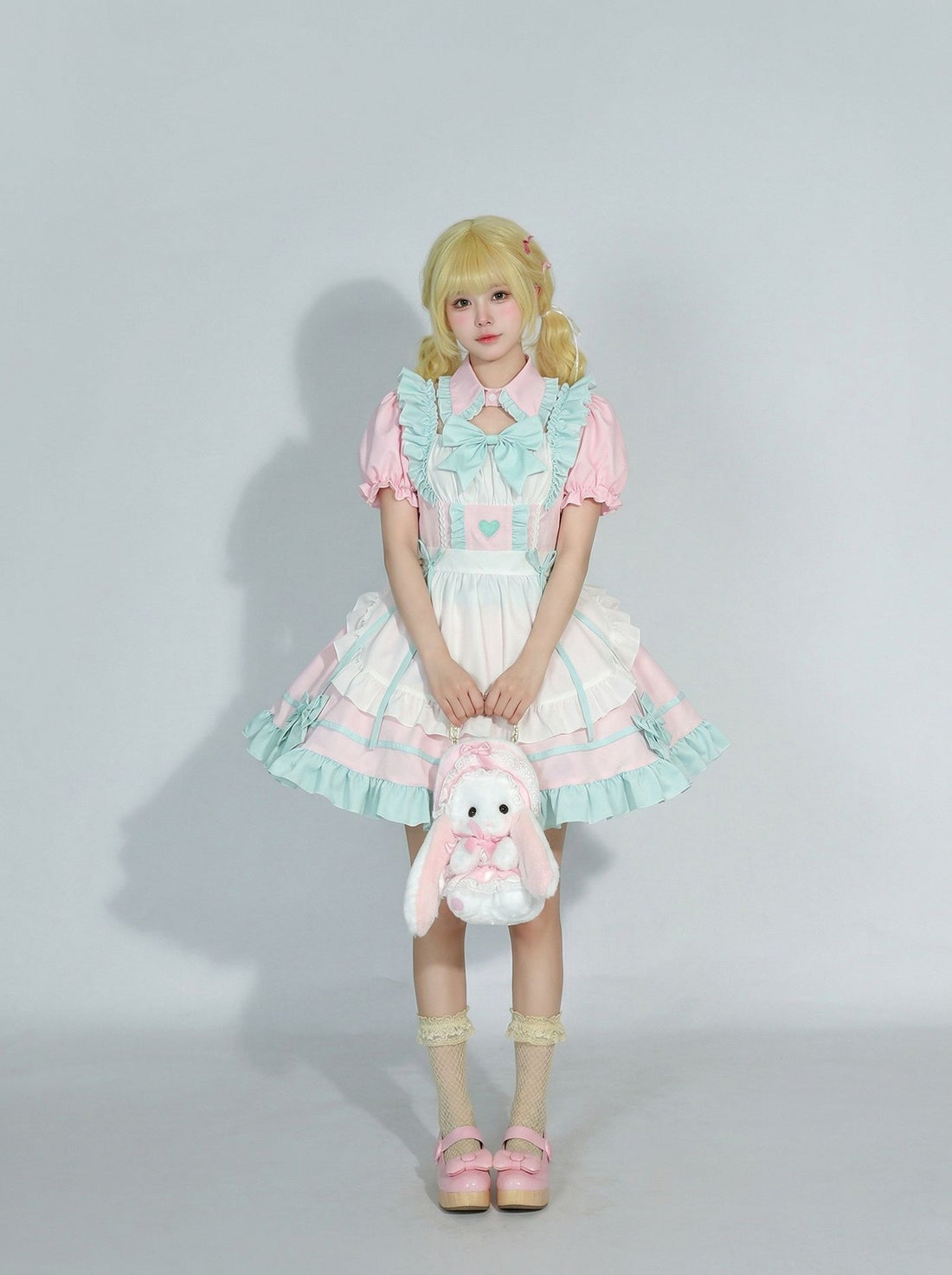 Enchanting Pink Lolita Maid Outfit Streamers Cosplay Dress