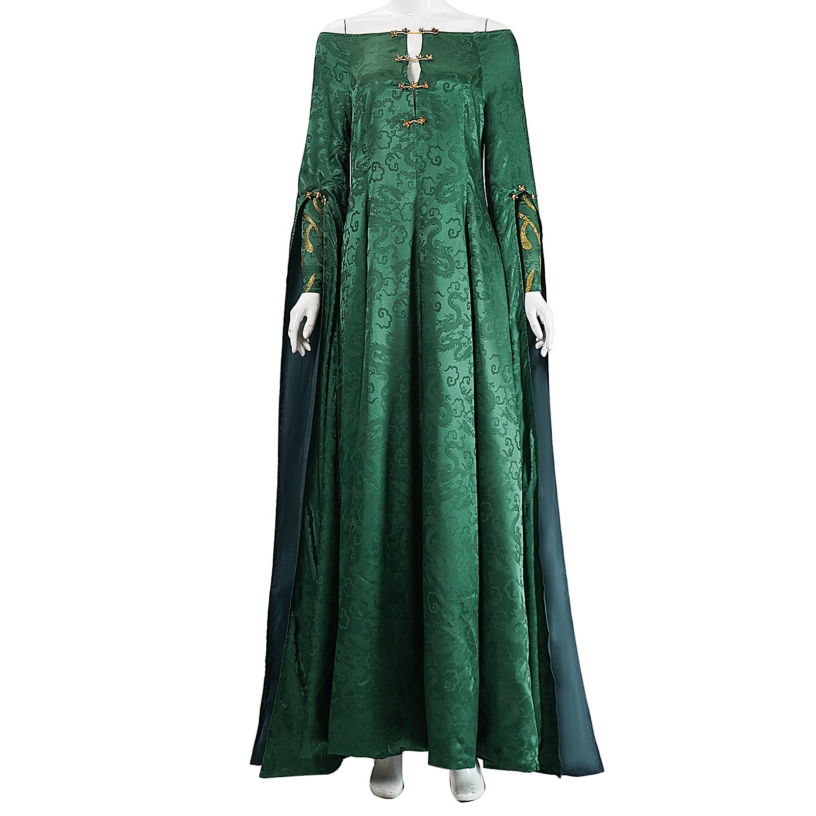 House of The Dragon: Alicent Hightower Green Jacquard Dress Cosplay Costumes