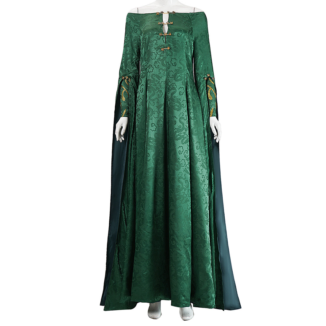 House of The Dragon: Alicent Hightower Green Jacquard Dress Cosplay Costumes