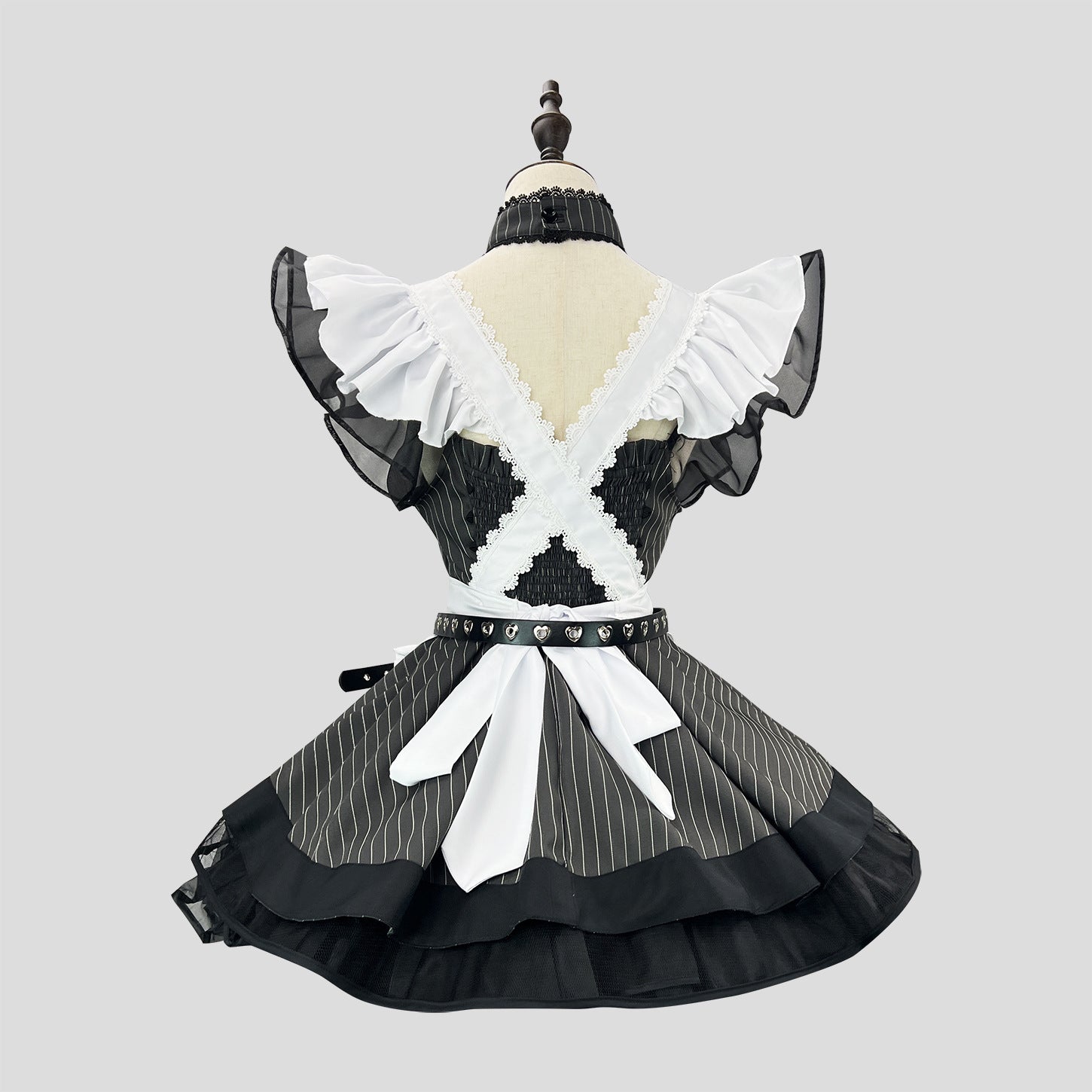 White Striped Retro Lolita Maid Outfit Subculture Cosplay Dress