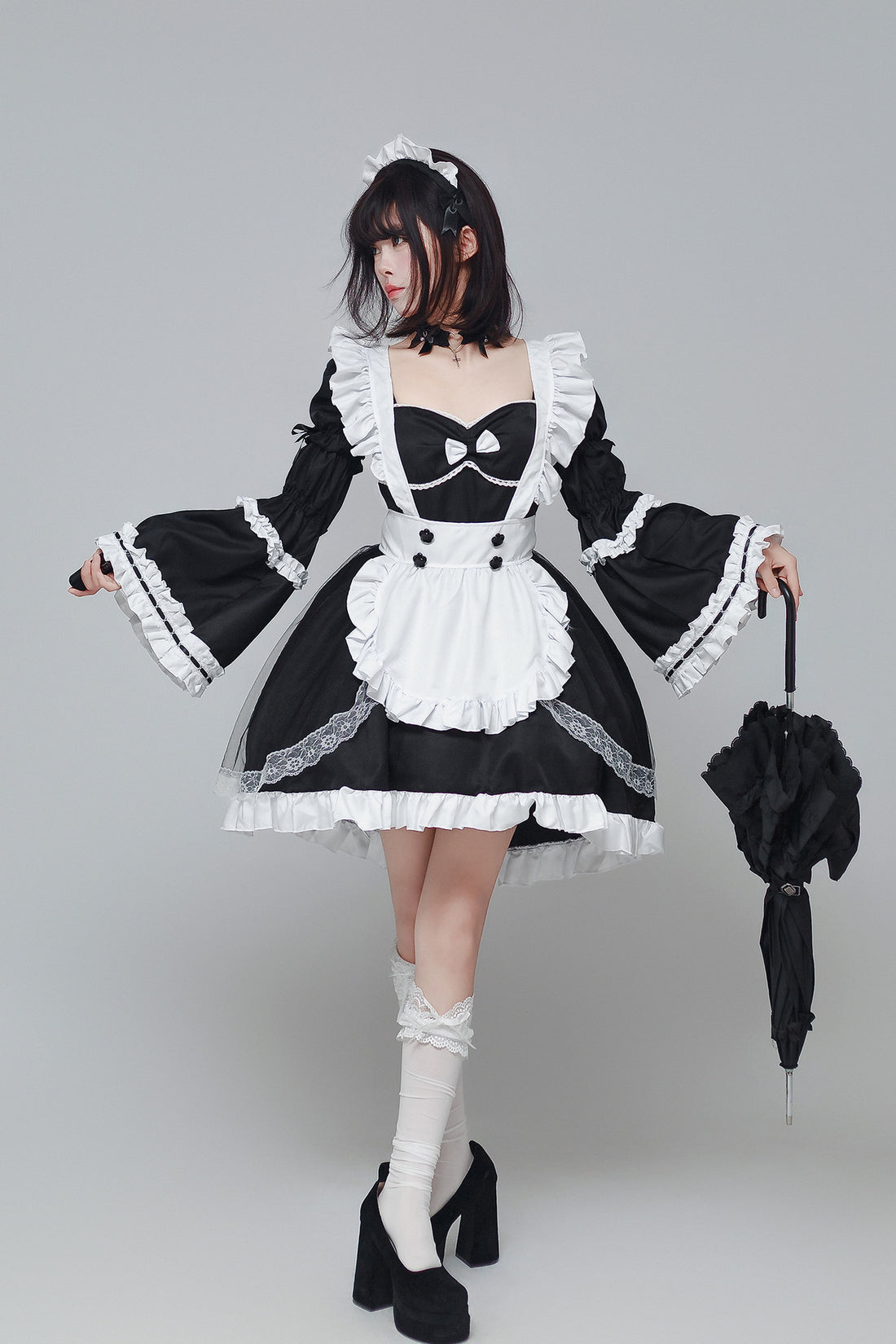 Otaku Dance Streamer Plus Size Maid Outfit Lolita Dress Costume