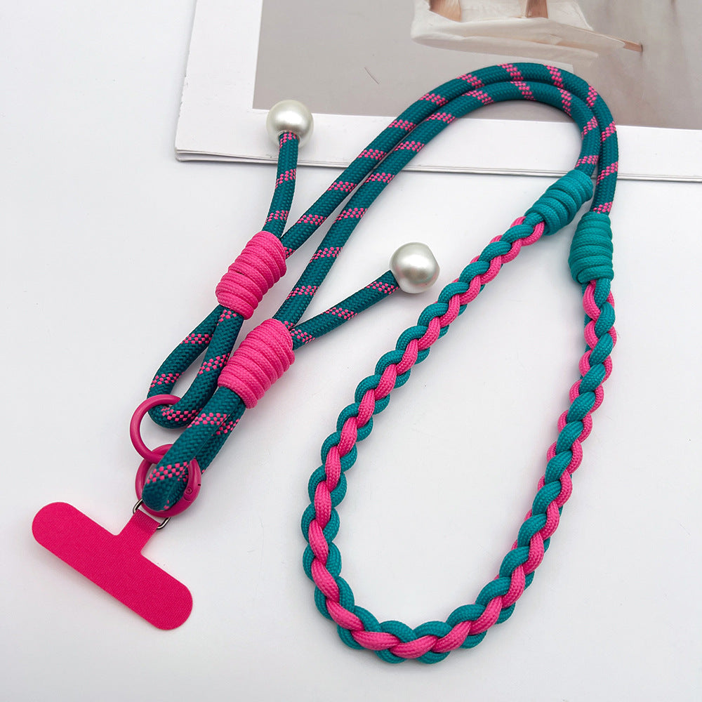 Twisted Adjustable Crossbody Phone Strap with Tether Tabs – Hand Woven Long Wristlet & Hand Lanyard
