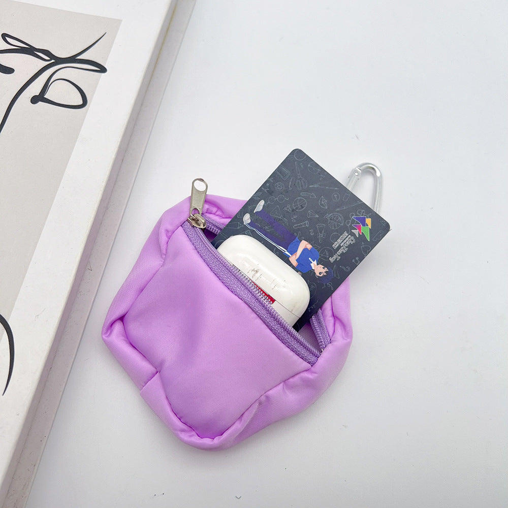 Star Mini Coin Purse Headphone Bag with Carabiner – Embroidered Mini Bag Phone Accessory