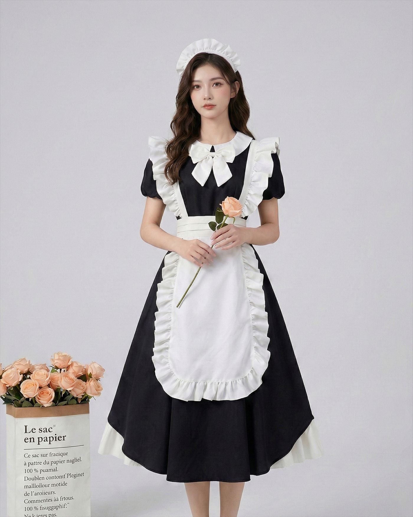 Inverted Pleat Ruffle Maid Outfit Classic Cosplay Lolita Dress