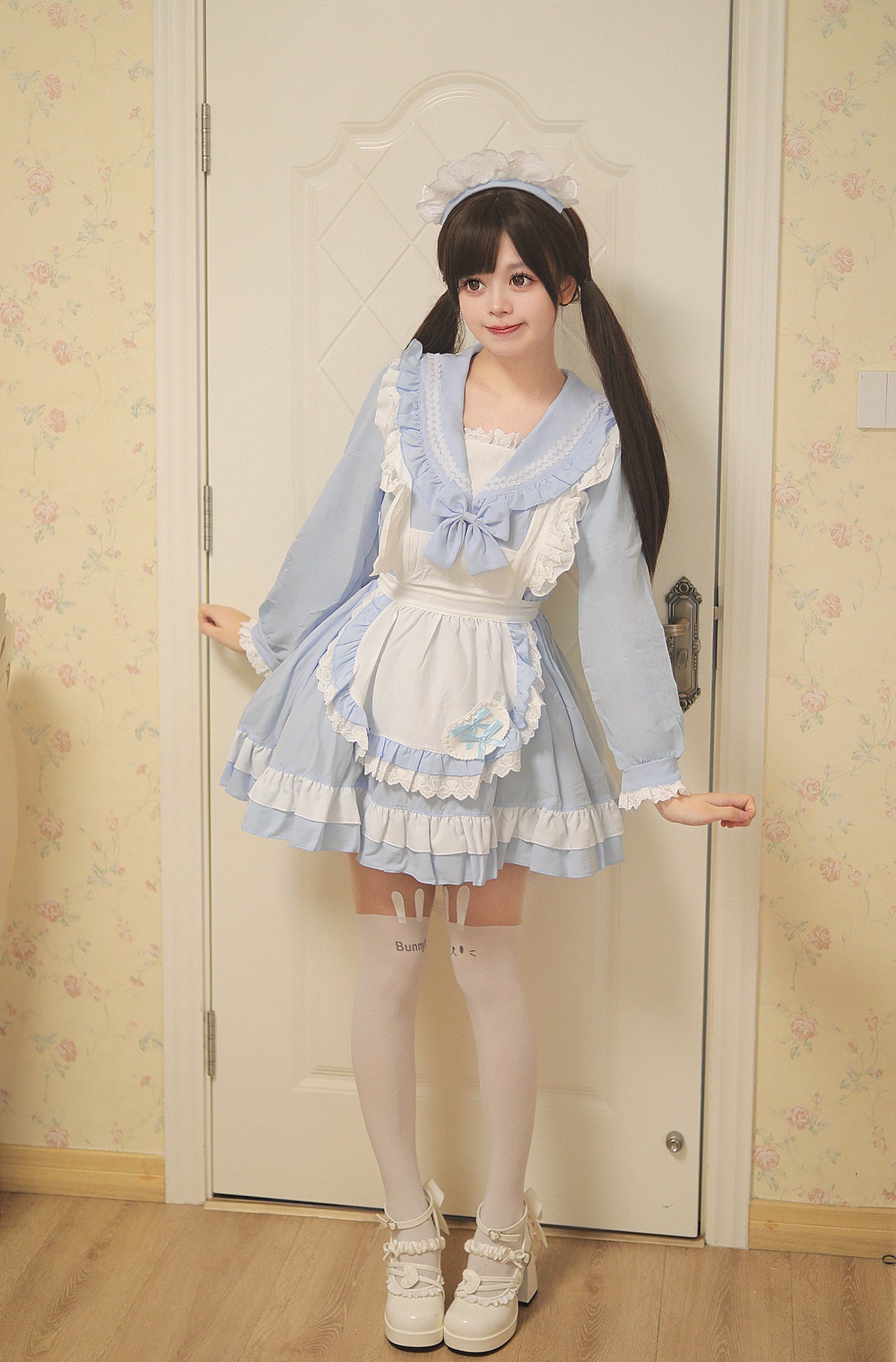 Sweet Japanese Preppy Sailor Collar Maid Outfit Lolita Dress