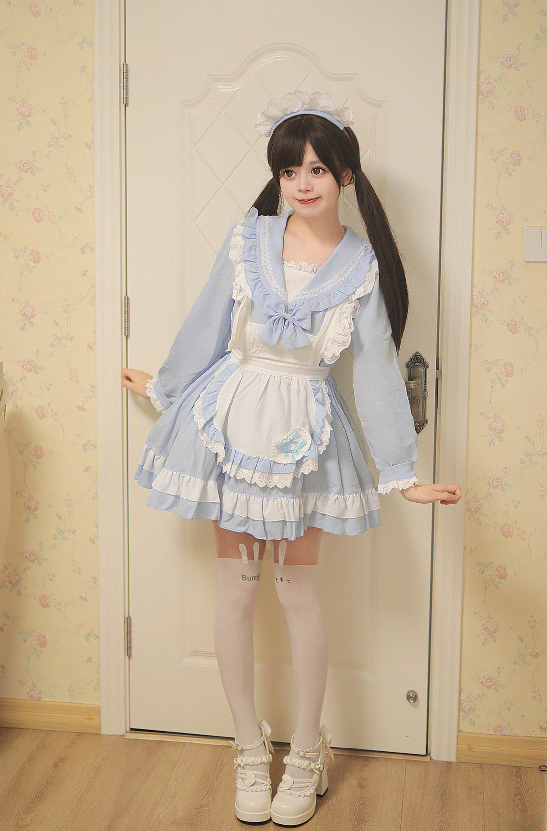 Sweet Japanese Preppy Sailor Collar Maid Outfit Lolita Dress