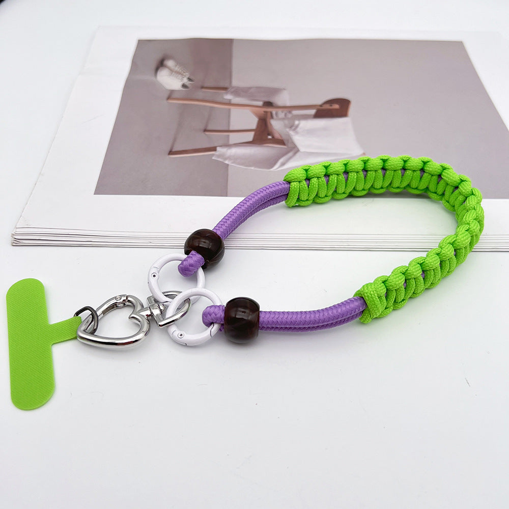 Contrast Color Wrapped Wrist Phone Strap with Tether Tabs – Hand Woven Wristlet & Hand Lanyard