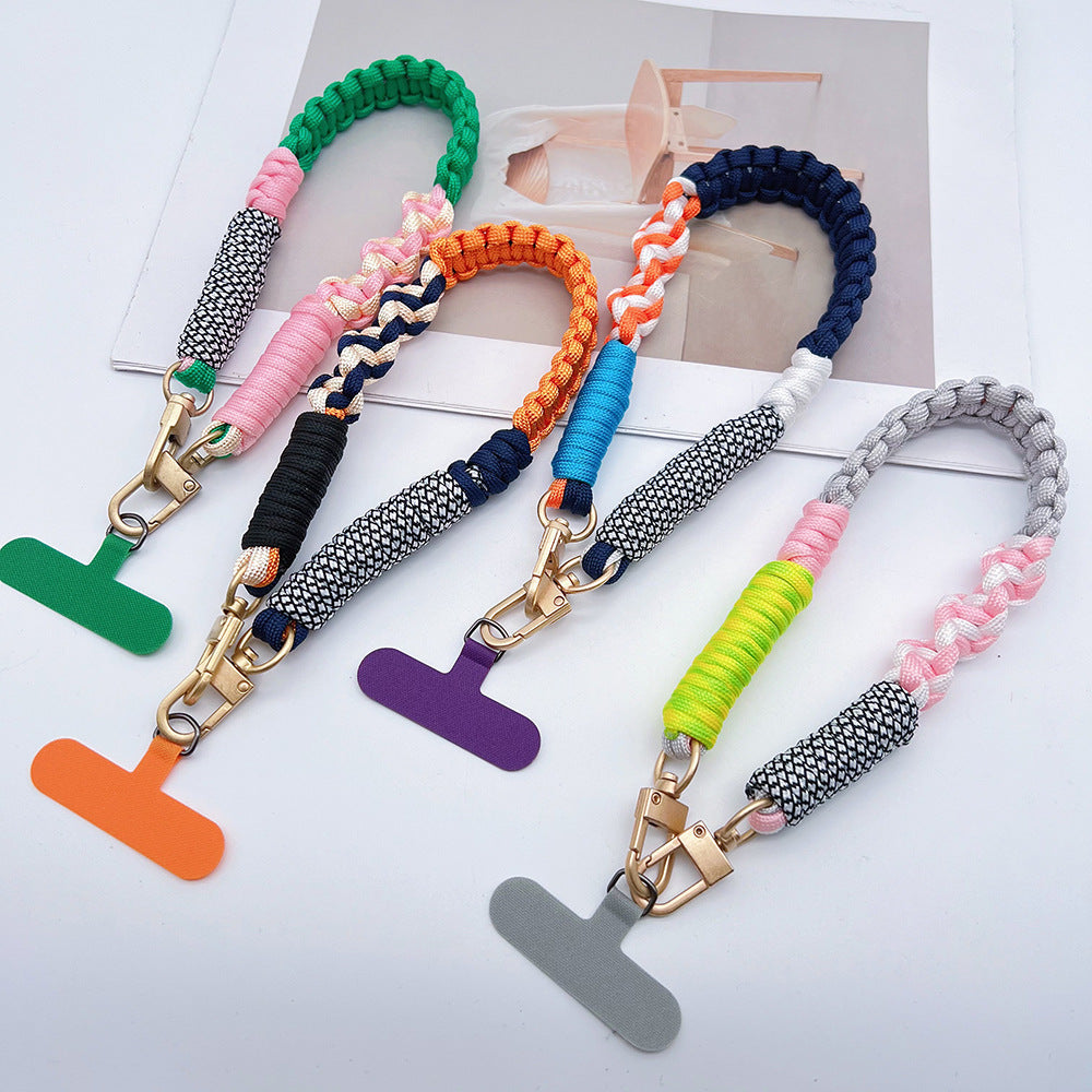 Multicolor Twisted Wrist Phone Strap with Tether Tabs – Hand Woven Wrapped Wristlet & Hand Lanyard