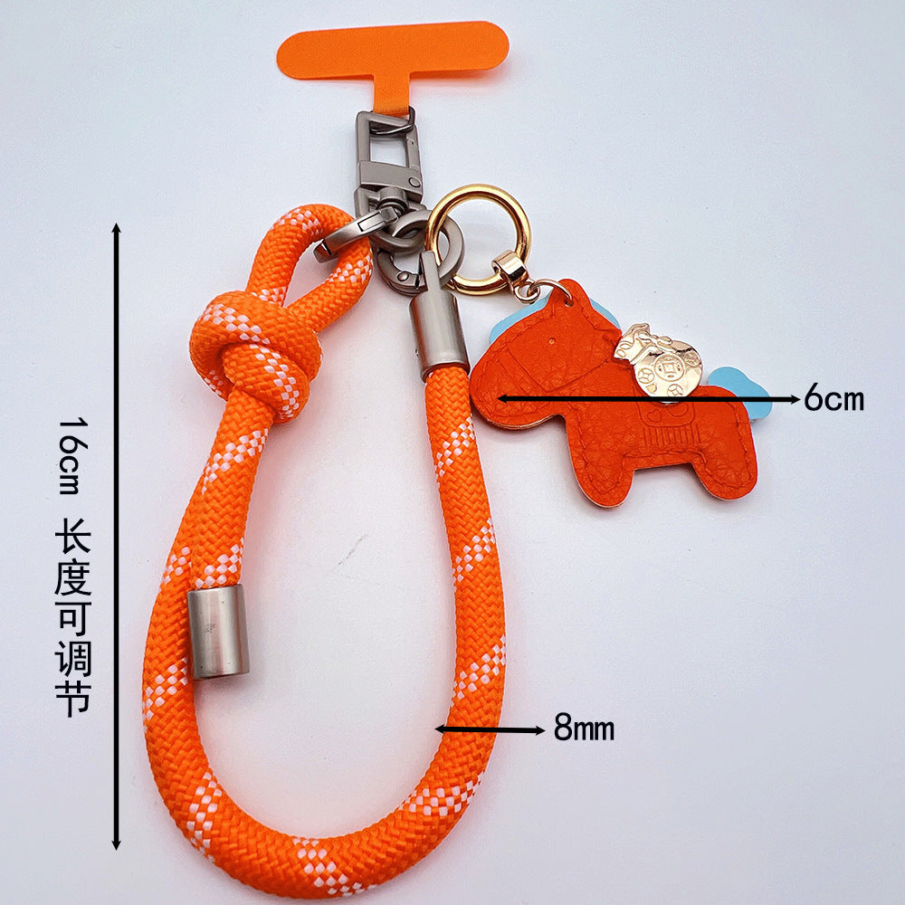 Adjustable Knotted Wrist Phone Strap with Tether Tabs – Leather Horse Wristlet & Hand Lanyard