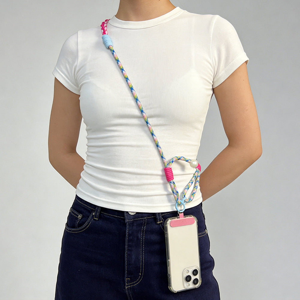 Twisted Adjustable Crossbody Phone Strap with Tether Tabs – Hand Woven Long Wristlet & Hand Lanyard