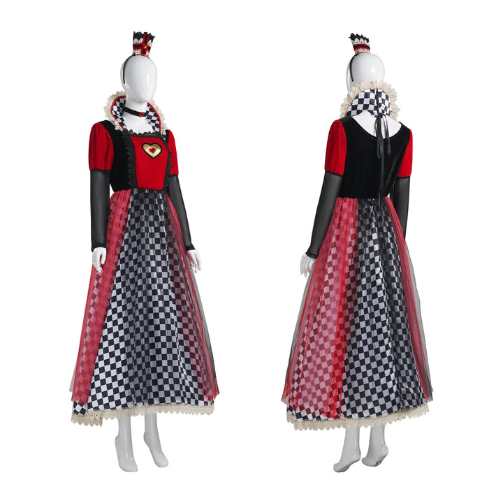 Women's Queen of Hearts Costume - Alice Style Evil Red Queen Halloween Cosplay Dress