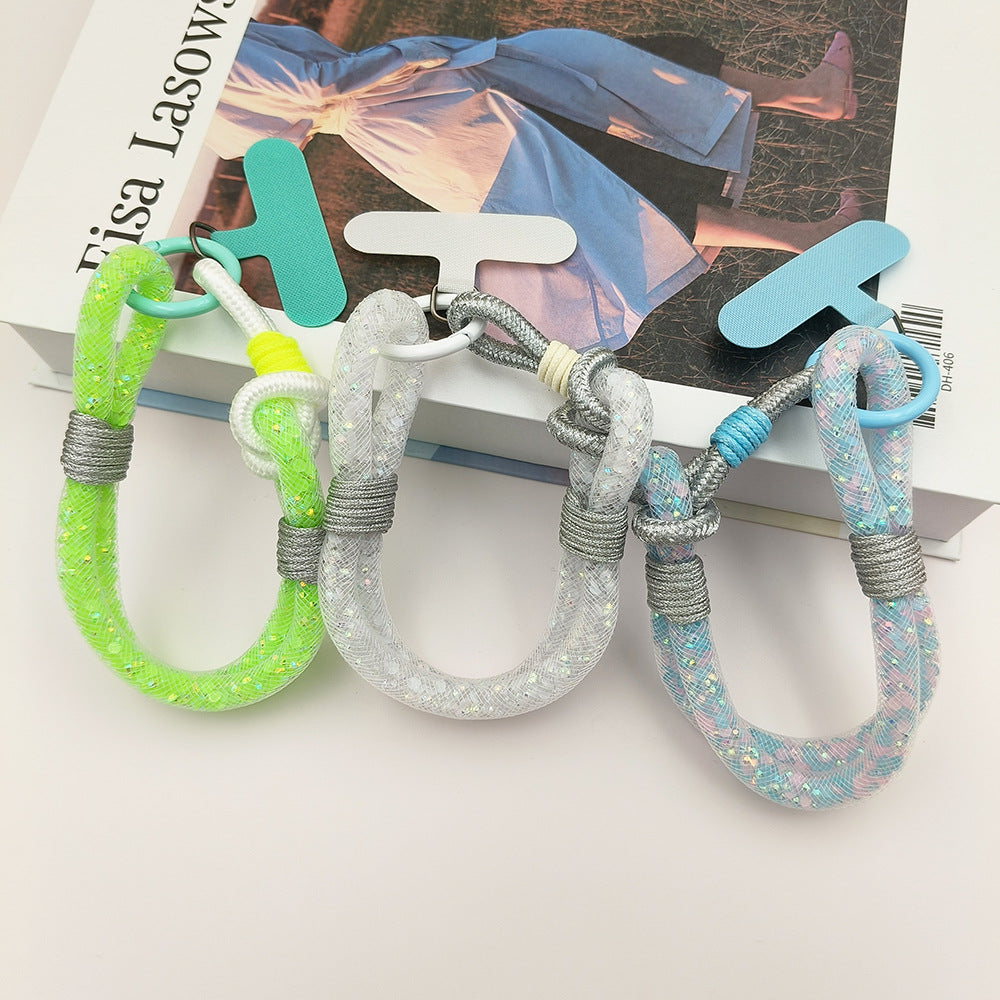 Adjustable Glitter Wrist Phone Strap with Tether Tabs – Multicolor Wristlet & Hand Nylon Lanyard