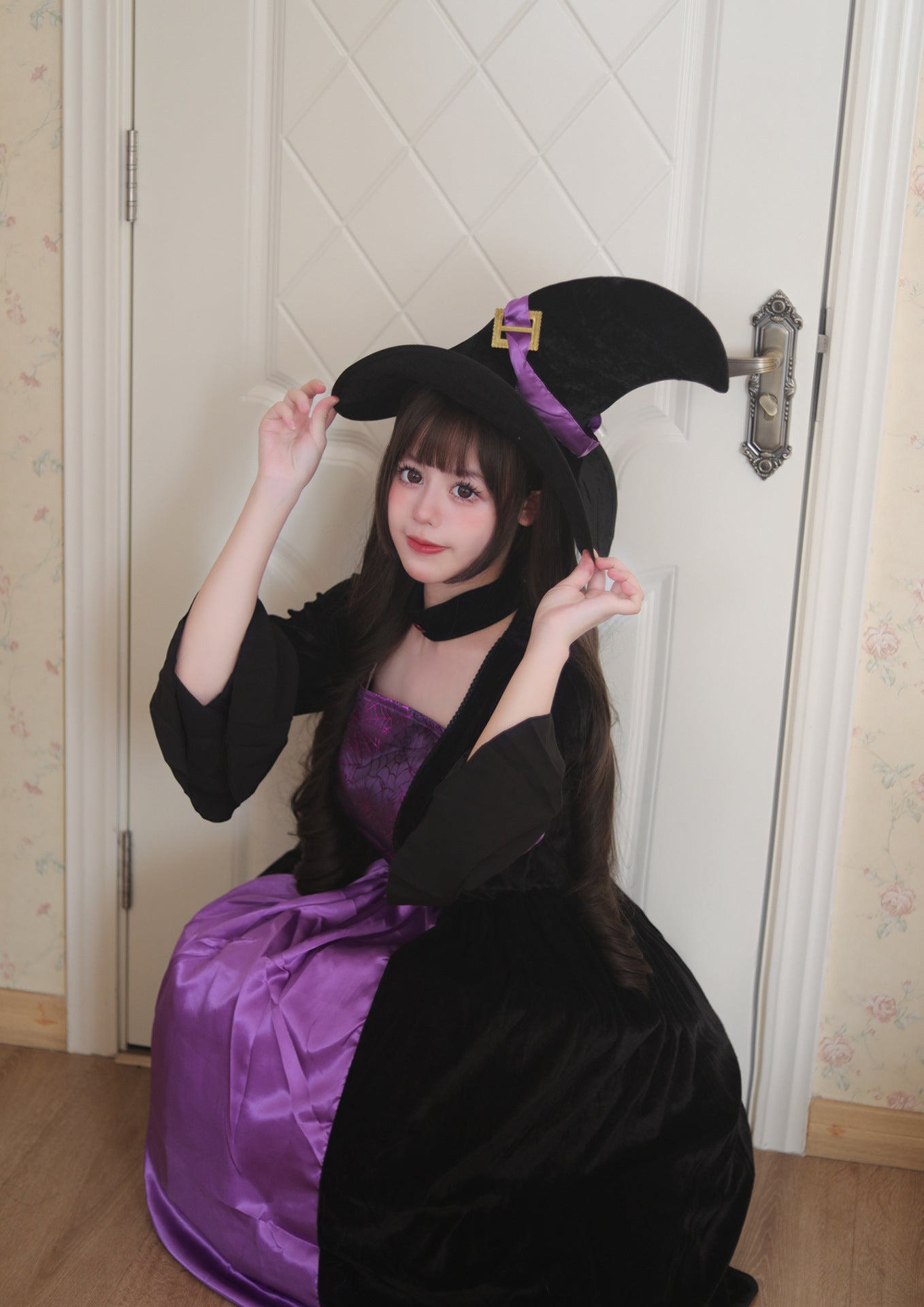 Women's Retro Witch Costume Long Dress Halloween Masquerade Cosplay Costumes