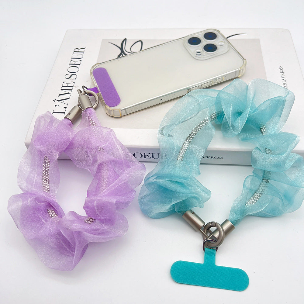 Brilliant Organza Wrist Phone Strap with Tether Tabs – Colon-shaped Wristlet & Hand Lanyard