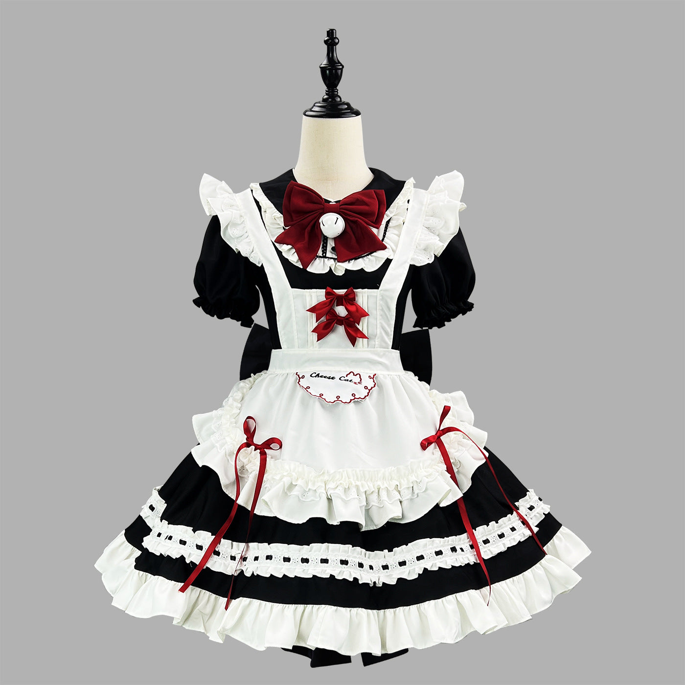 Large Black Bow Maid Outfit Streamer Cosplay Lolita Dress