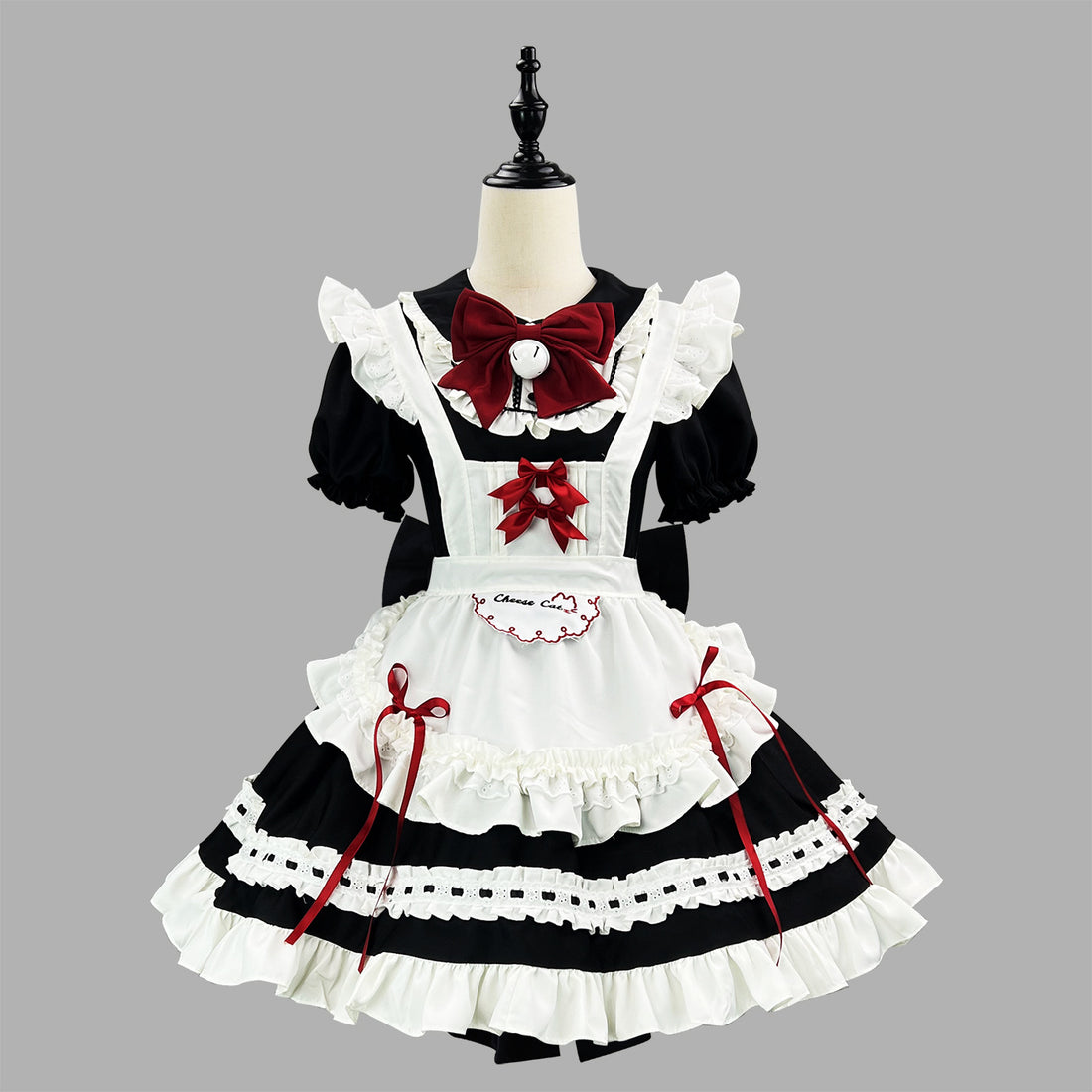 Large Black Bow Maid Outfit Streamer Cosplay Lolita Dress