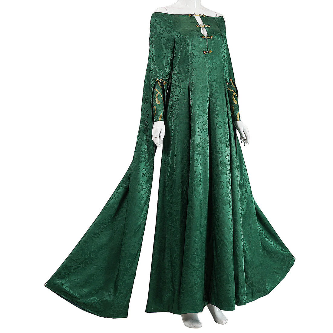 House of The Dragon: Alicent Hightower Green Jacquard Dress Cosplay Costumes