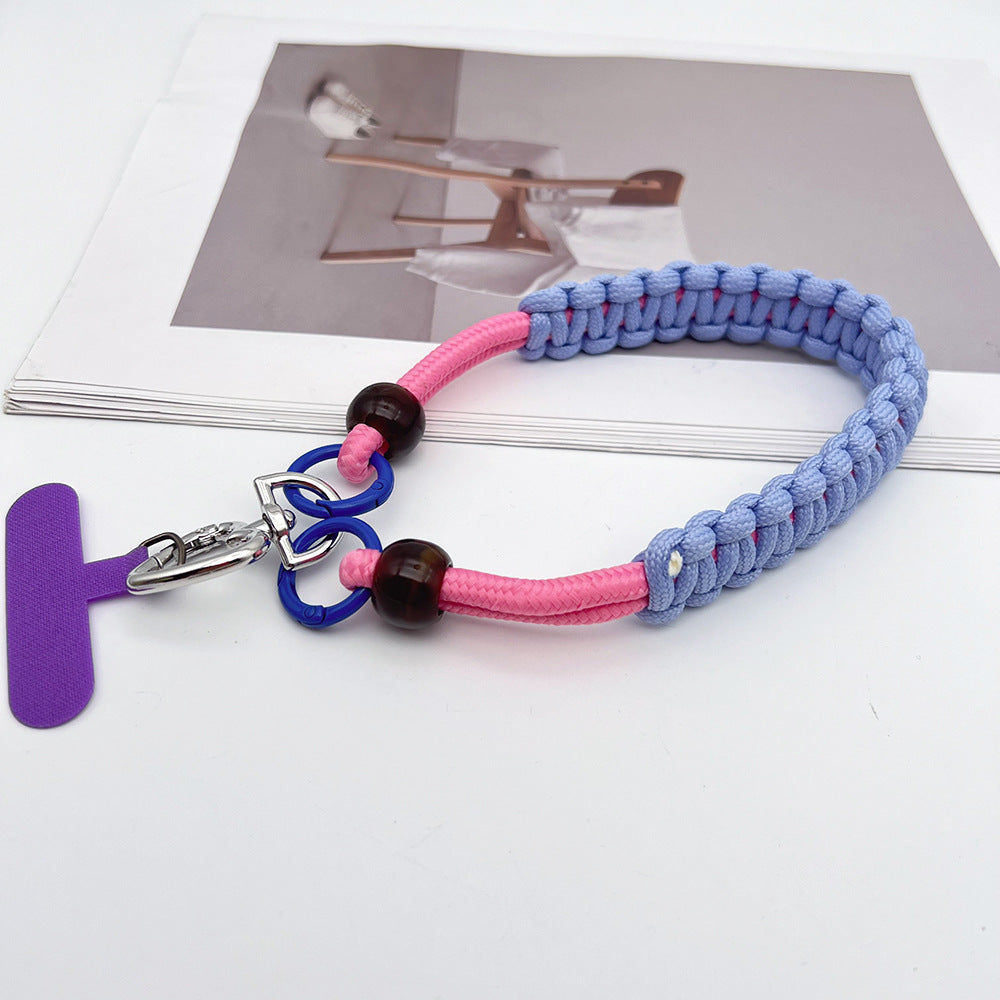 Contrast Color Wrapped Wrist Phone Strap with Tether Tabs – Hand Woven Wristlet & Hand Lanyard