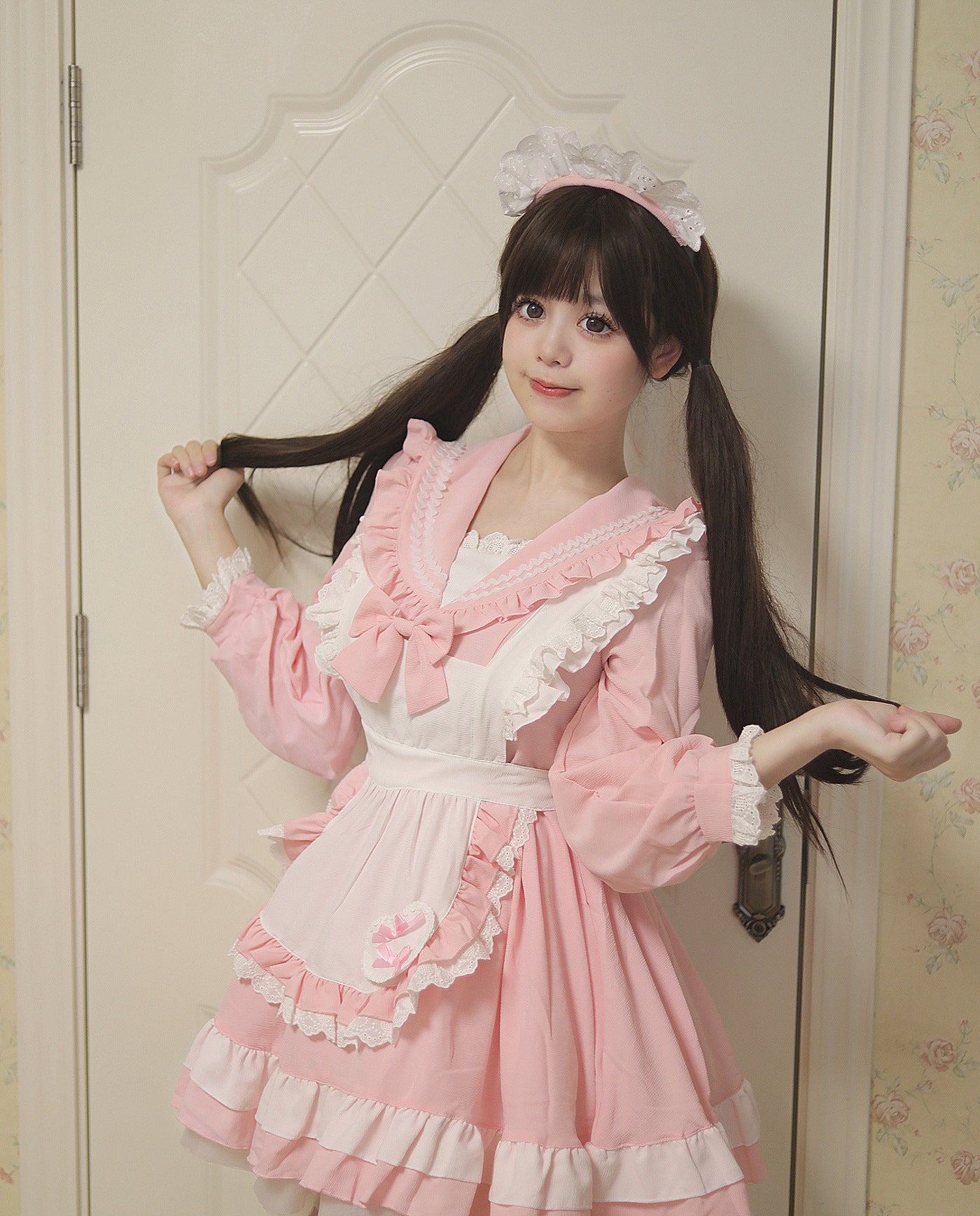 Sweet Japanese Preppy Sailor Collar Maid Outfit Lolita Dress