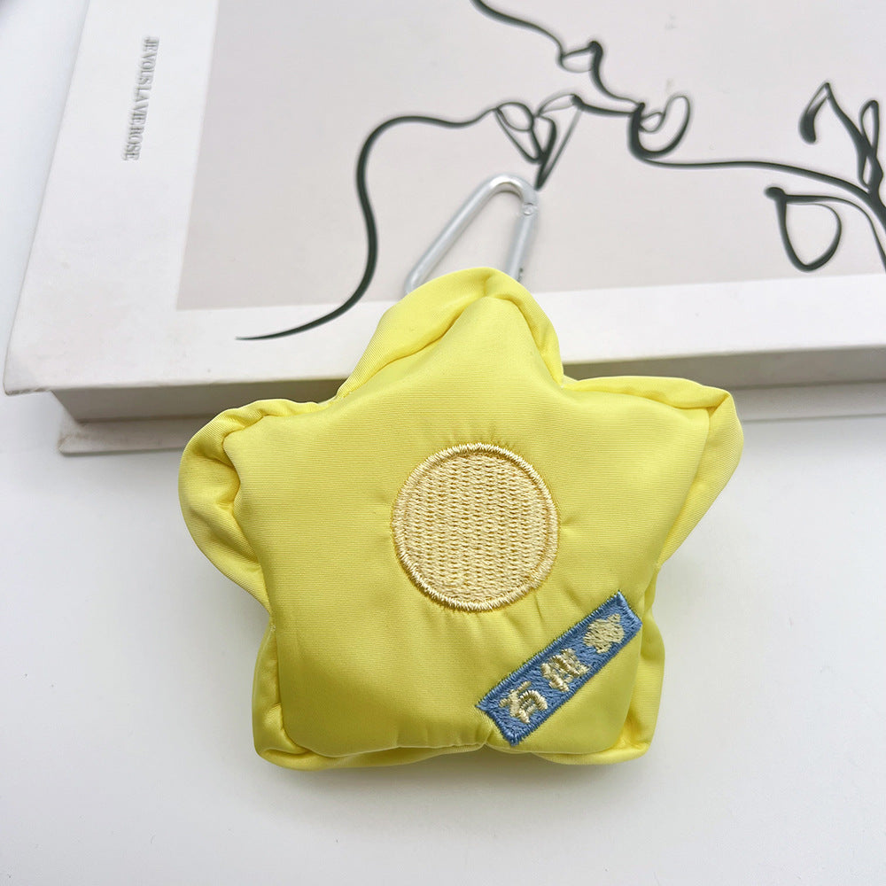 Star Mini Coin Purse Headphone Bag with Carabiner – Embroidered Mini Bag Phone Accessory