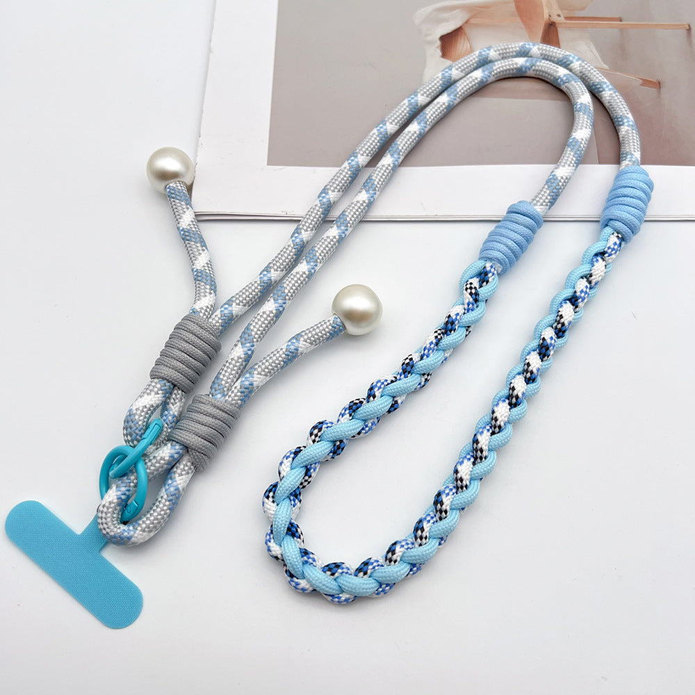 Twisted Adjustable Crossbody Phone Strap with Tether Tabs – Hand Woven Long Wristlet & Hand Lanyard