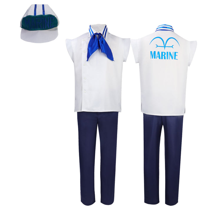 Navigation Koby Marine Captain Cosplay Costume Men's Naval One Piece Officer Uniform with Hat